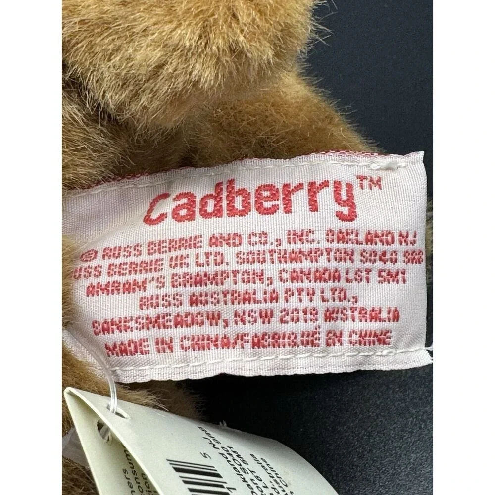 Russ Berrie Cadberry Brown Puppy Dog with Red Velvet Scarf Stuffed Animal 8
